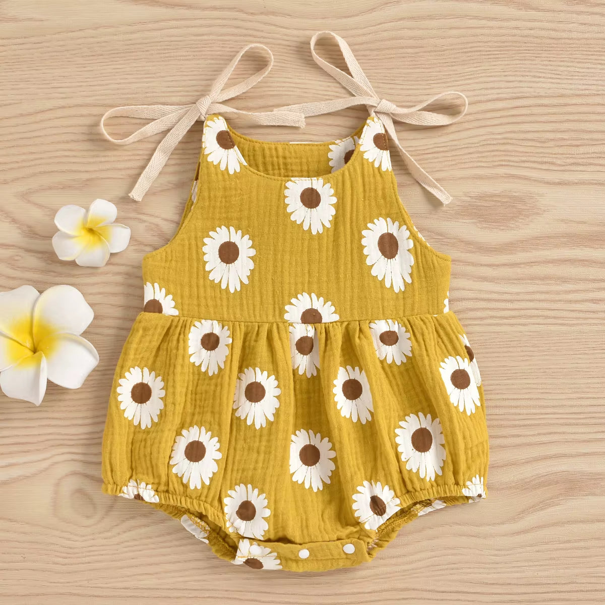 Daisy Days – Baby Girl Summer Romper with Tie Straps
