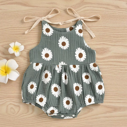 Daisy Days – Baby Girl Summer Romper with Tie Straps