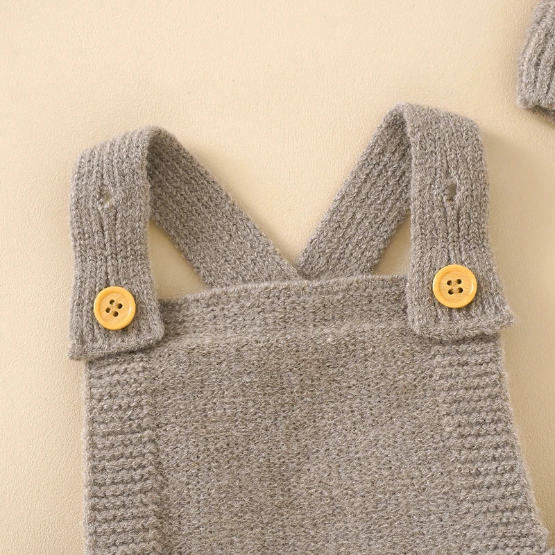 Sleeveless Knitted Baby Romper Set