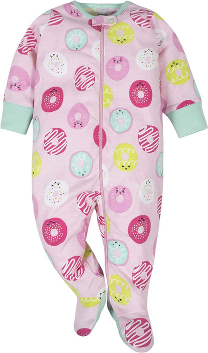 Baby Girls' 4-Pack Sleep 'N Play Footies Multi Pack