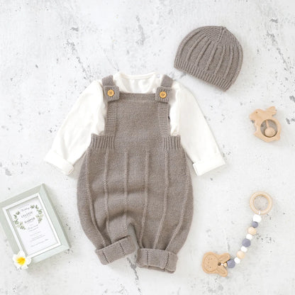 Sleeveless Knitted Baby Romper Set