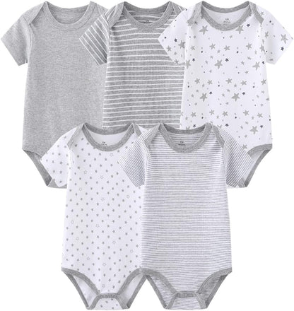 Newborn Baby Clothes Set - Short Sleeve Baby Boy Pants & Girl Bodysuits - Layette Sets