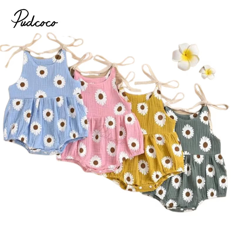 Daisy Days – Baby Girl Summer Romper with Tie Straps